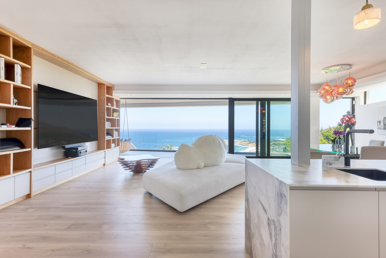 Lower floor living room with relaxed private seating